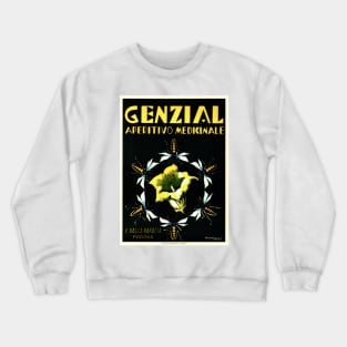 GENZIAL Aperitif Medicine Liqueur Italy Art Deco Advertisement Vintage Alcohol Crewneck Sweatshirt